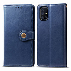 Handytasche Stand Schutzhülle Flip Leder Hülle S05D für Samsung Galaxy M51 Blau