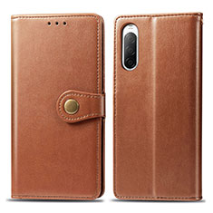 Handytasche Stand Schutzhülle Flip Leder Hülle S05D für Sony Xperia 10 II Braun