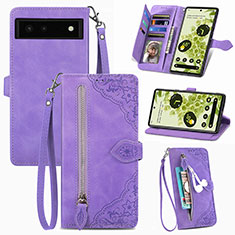 Handytasche Stand Schutzhülle Flip Leder Hülle S06D für Google Pixel 6 5G Violett