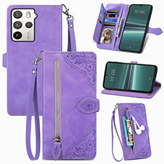 Handytasche Stand Schutzhülle Flip Leder Hülle S06D für HTC U23 5G Violett