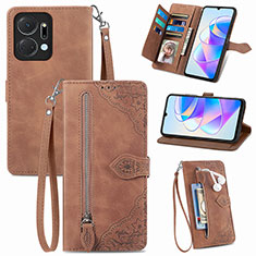 Handytasche Stand Schutzhülle Flip Leder Hülle S06D für Huawei Honor X7a Braun