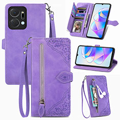 Handytasche Stand Schutzhülle Flip Leder Hülle S06D für Huawei Honor X7a Violett