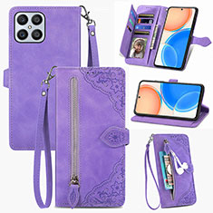 Handytasche Stand Schutzhülle Flip Leder Hülle S06D für Huawei Honor X8 4G Violett