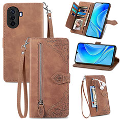 Handytasche Stand Schutzhülle Flip Leder Hülle S06D für Huawei Nova Y70 Braun