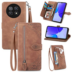 Handytasche Stand Schutzhülle Flip Leder Hülle S06D für Huawei Nova Y91 Braun