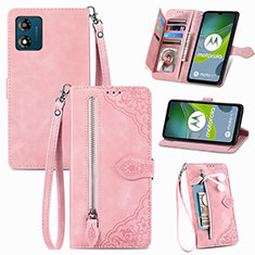 Handytasche Stand Schutzhülle Flip Leder Hülle S06D für Motorola Moto E13 Rosa