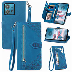 Handytasche Stand Schutzhülle Flip Leder Hülle S06D für Motorola Moto Edge 40 Neo 5G Blau