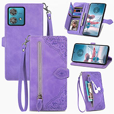 Handytasche Stand Schutzhülle Flip Leder Hülle S06D für Motorola Moto Edge 40 Neo 5G Violett