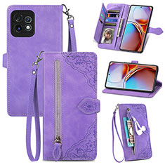 Handytasche Stand Schutzhülle Flip Leder Hülle S06D für Motorola Moto Edge 40 Pro 5G Violett