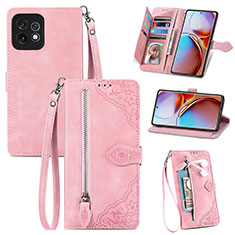 Handytasche Stand Schutzhülle Flip Leder Hülle S06D für Motorola Moto Edge Plus (2023) 5G Rosa