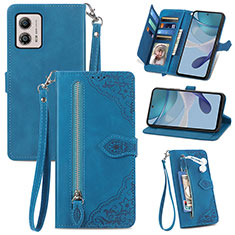 Handytasche Stand Schutzhülle Flip Leder Hülle S06D für Motorola Moto G53 5G Blau