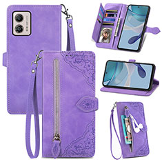 Handytasche Stand Schutzhülle Flip Leder Hülle S06D für Motorola Moto G53 5G Violett