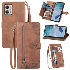 Handytasche Stand Schutzhülle Flip Leder Hülle S06D für Motorola Moto G53j 5G Braun