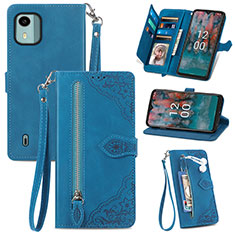 Handytasche Stand Schutzhülle Flip Leder Hülle S06D für Nokia C12 Plus Blau