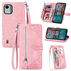 Handytasche Stand Schutzhülle Flip Leder Hülle S06D für Nokia C12 Plus Rosa