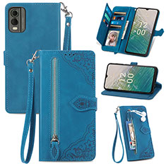 Handytasche Stand Schutzhülle Flip Leder Hülle S06D für Nokia C210 Blau