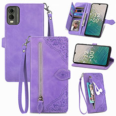 Handytasche Stand Schutzhülle Flip Leder Hülle S06D für Nokia C210 Violett