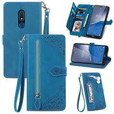 Handytasche Stand Schutzhülle Flip Leder Hülle S06D für Nokia C3 Blau