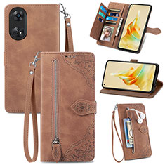 Handytasche Stand Schutzhülle Flip Leder Hülle S06D für Oppo Reno8 T 4G Braun