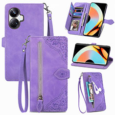 Handytasche Stand Schutzhülle Flip Leder Hülle S06D für Realme 10 Pro+ Plus 5G Violett