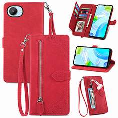 Handytasche Stand Schutzhülle Flip Leder Hülle S06D für Realme C30 Rot