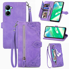 Handytasche Stand Schutzhülle Flip Leder Hülle S06D für Realme C33 (2023) Violett