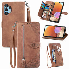 Handytasche Stand Schutzhülle Flip Leder Hülle S06D für Samsung Galaxy A32 4G Braun