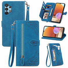 Handytasche Stand Schutzhülle Flip Leder Hülle S06D für Samsung Galaxy A32 5G Blau