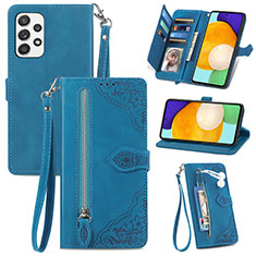 Handytasche Stand Schutzhülle Flip Leder Hülle S06D für Samsung Galaxy A52 4G Blau