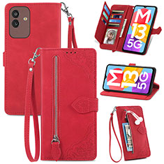 Handytasche Stand Schutzhülle Flip Leder Hülle S06D für Samsung Galaxy M13 5G Rot