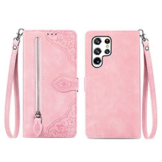 Handytasche Stand Schutzhülle Flip Leder Hülle S06D für Samsung Galaxy S21 Ultra 5G Rosegold