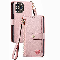 Handytasche Stand Schutzhülle Flip Leder Hülle S07D für Apple iPhone 13 Pro Rosa