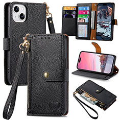 Handytasche Stand Schutzhülle Flip Leder Hülle S07D für Apple iPhone 14 Schwarz