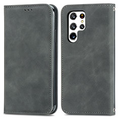 Handytasche Stand Schutzhülle Flip Leder Hülle S07D für Samsung Galaxy S22 Ultra 5G Grau