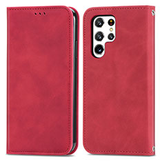 Handytasche Stand Schutzhülle Flip Leder Hülle S07D für Samsung Galaxy S22 Ultra 5G Rot