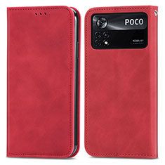 Handytasche Stand Schutzhülle Flip Leder Hülle S08D für Xiaomi Poco X4 Pro 5G Rot