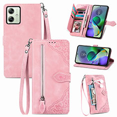 Handytasche Stand Schutzhülle Flip Leder Hülle S14D für Motorola Moto G54 5G Rosa