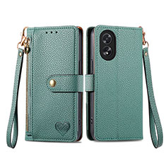 Handytasche Stand Schutzhülle Flip Leder Hülle S15D für Oppo A18 Grün