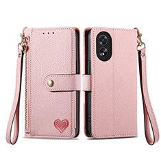 Handytasche Stand Schutzhülle Flip Leder Hülle S15D für Oppo A38 Rosa