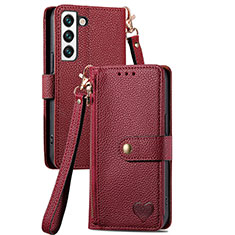 Handytasche Stand Schutzhülle Flip Leder Hülle S15D für Samsung Galaxy S22 5G Rot