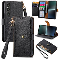 Handytasche Stand Schutzhülle Flip Leder Hülle S15D für Sony Xperia 1 V Schwarz