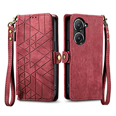 Handytasche Stand Schutzhülle Flip Leder Hülle S17D für Asus Zenfone 9 Rot