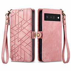 Handytasche Stand Schutzhülle Flip Leder Hülle S17D für Google Pixel 6 5G Rosa