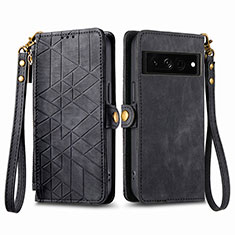 Handytasche Stand Schutzhülle Flip Leder Hülle S17D für Google Pixel 7 Pro 5G Schwarz