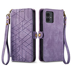 Handytasche Stand Schutzhülle Flip Leder Hülle S17D für Motorola Moto G14 Violett