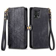 Handytasche Stand Schutzhülle Flip Leder Hülle S17D für Motorola Moto G72 Schwarz