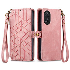 Handytasche Stand Schutzhülle Flip Leder Hülle S17D für Oppo A18 Rosa