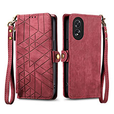 Handytasche Stand Schutzhülle Flip Leder Hülle S17D für Oppo A18 Rot