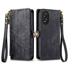 Handytasche Stand Schutzhülle Flip Leder Hülle S17D für Oppo A18 Schwarz