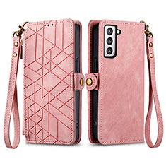 Handytasche Stand Schutzhülle Flip Leder Hülle S17D für Samsung Galaxy S21 FE 5G Rosa